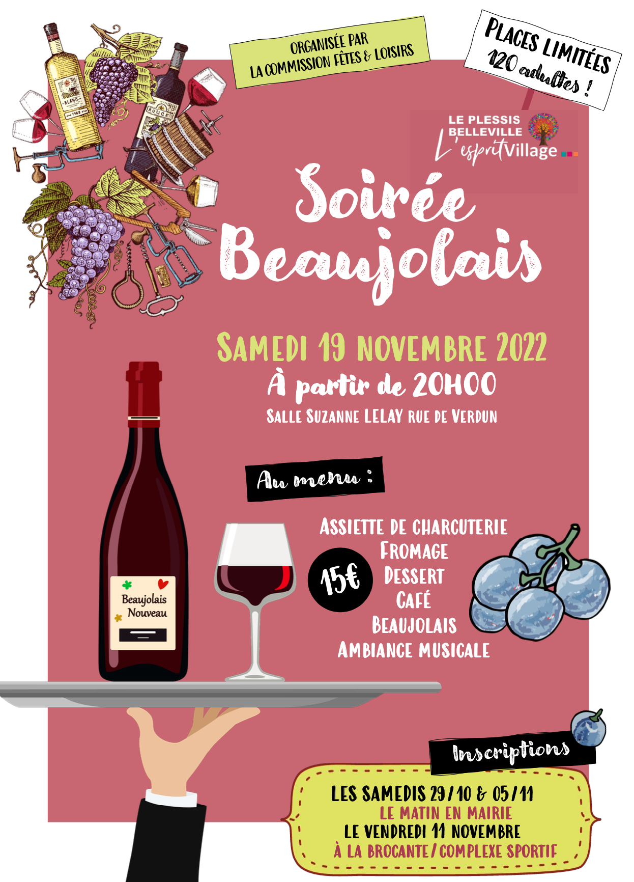 Soirée Beaujolais Mairie Le PlessisBelleville